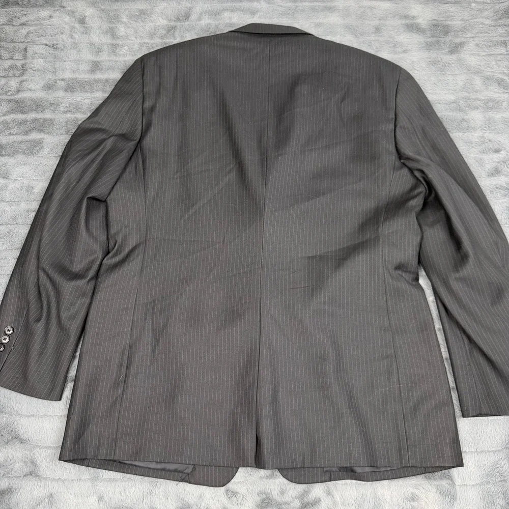 Tasso Elba Mens Pinstripe Blazer 100% Pure New Wool 3-Button Sport Coat Charcoal
